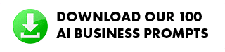 Green download icon next to bold black text that reads “Download our 100 AI business prompts” on a white background.